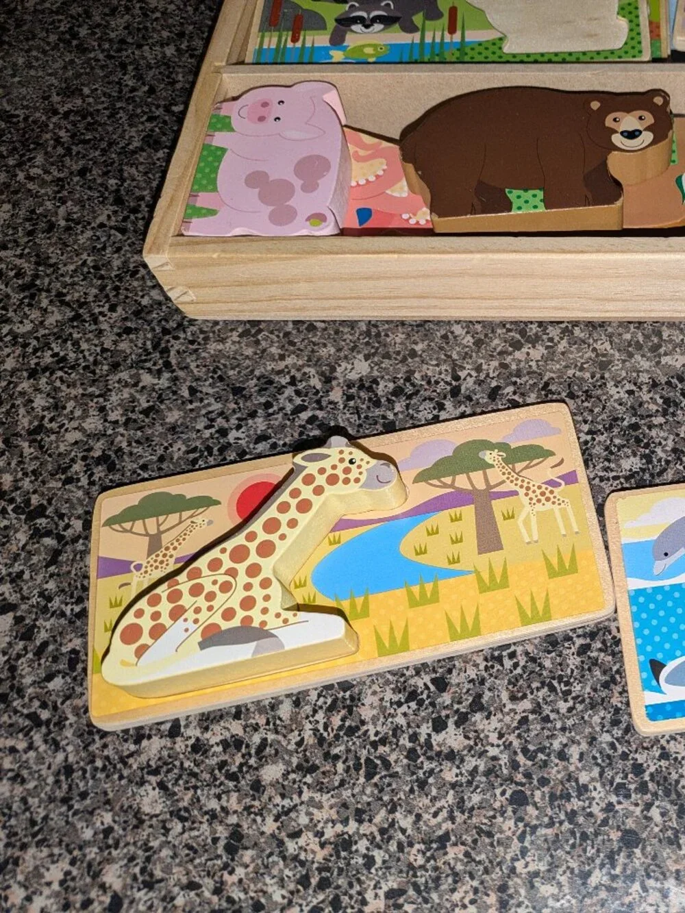 Melissa & Doug Wooden Animal Puzzle Boards Wooden Animal Play Pieces (24 pcs)